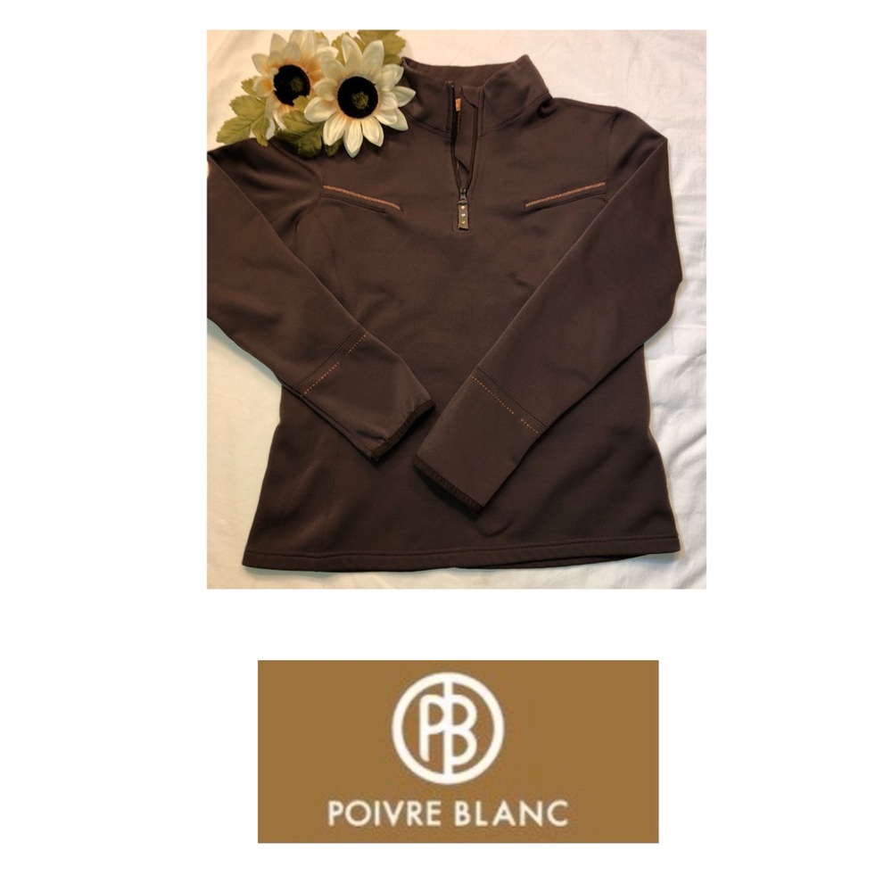 Poivre Blanc Stretch Pullover 3/4 Zipper Brown